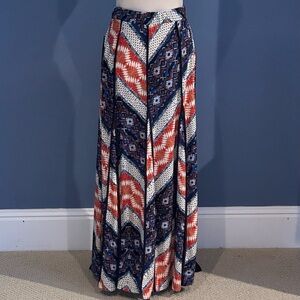 NWT New Directions Red and Blue Patterned Maxi Skirt Size Small